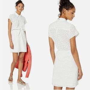 J. Crew Mercantile Med Eyelet White Shirt Dress Babydoll Cottagecore Boho Preppy